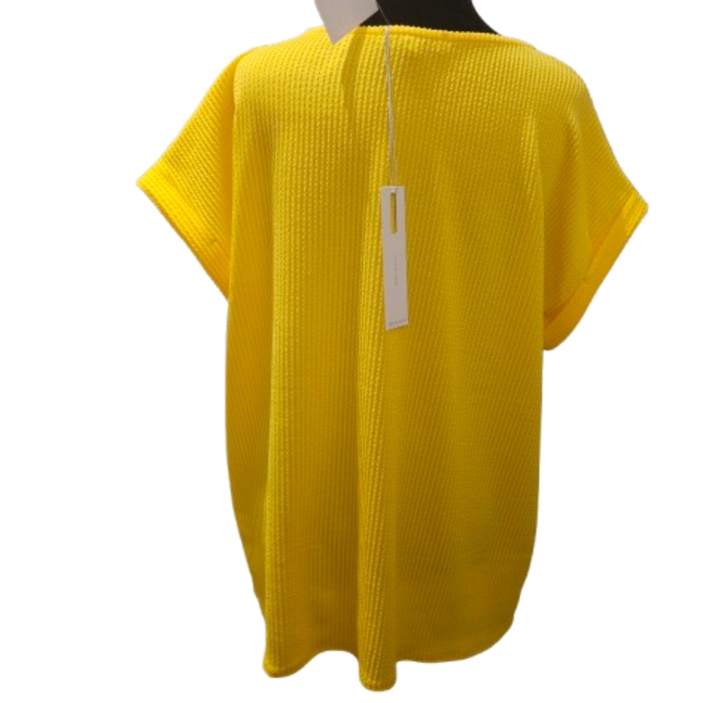 Set The Stage Lemon Yellow Button-Detail Women's Top With Tye Front. NWT - Picture 3 of 6